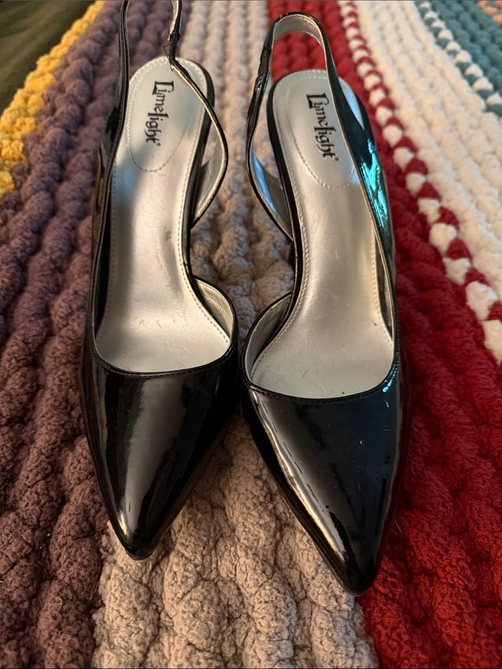 Limelight Black Patent Slingback Pointed Pumps
